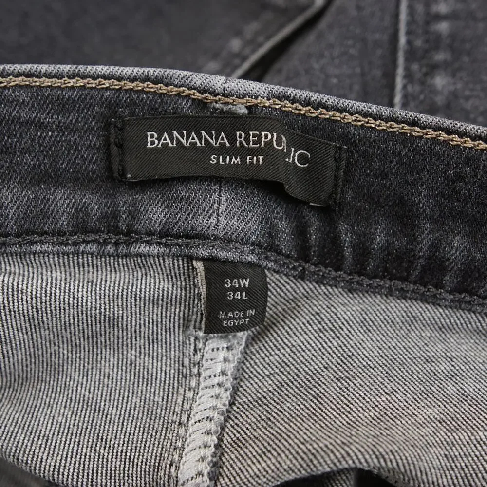 Banana Republic Slim Watershed Mill Valley Denim Black Jeans Mens Sz 34 x 34